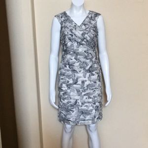 London Times Sz 6 White W/ Black Sheath Dress